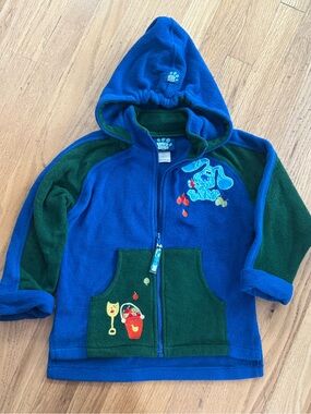 Blues Clues 1999 vintage character appliqué full zip Hooded Fleece Jacket Sz S